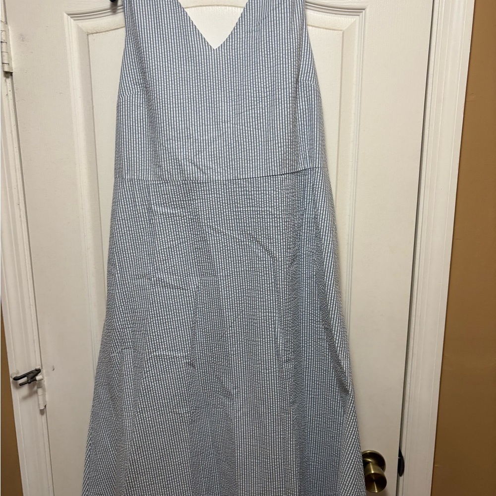 Elegant Blue Gingham Dress